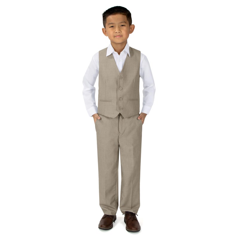 Spring Notion Big Boys' 2-Piece Vest Suit Set Tan 14 Vest and Pants - Image 1